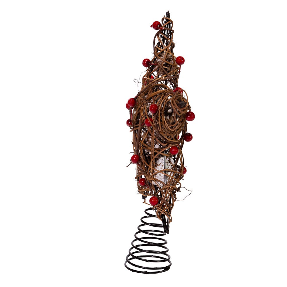 Kurt Adler 12-Inch Natural Brown Star Treetop with Berries